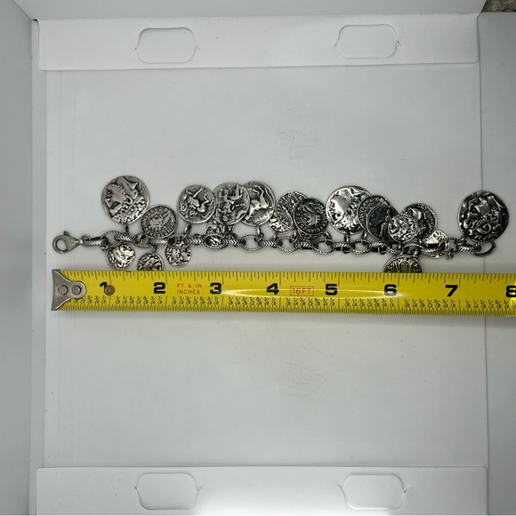 SILPADA Sterling Silver Oxidized Roman Coin Cha Cha Charm Bracelet B1624 - Picture 12 of 13
